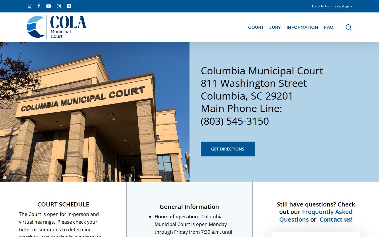 Columbia warrant and bond court schedule information