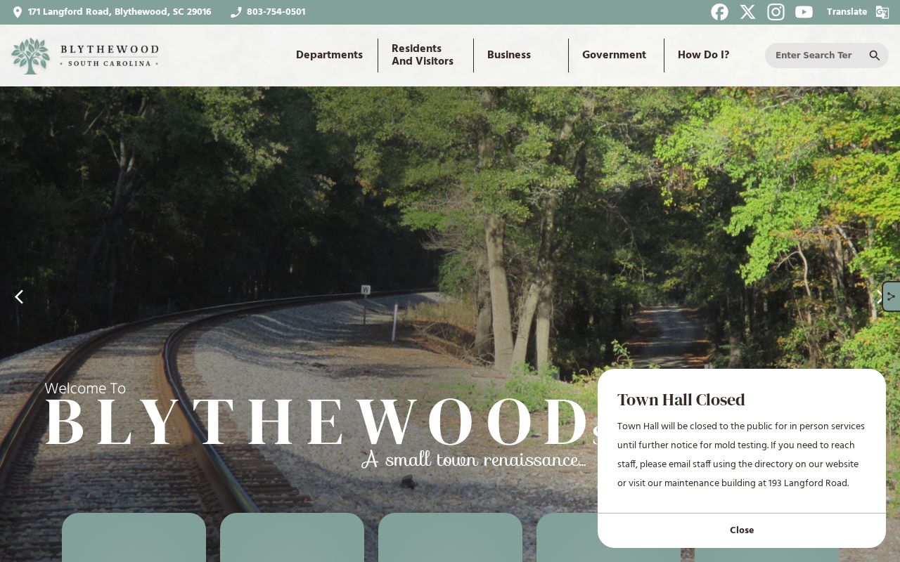 Blythewood warrant records and official town service navigation