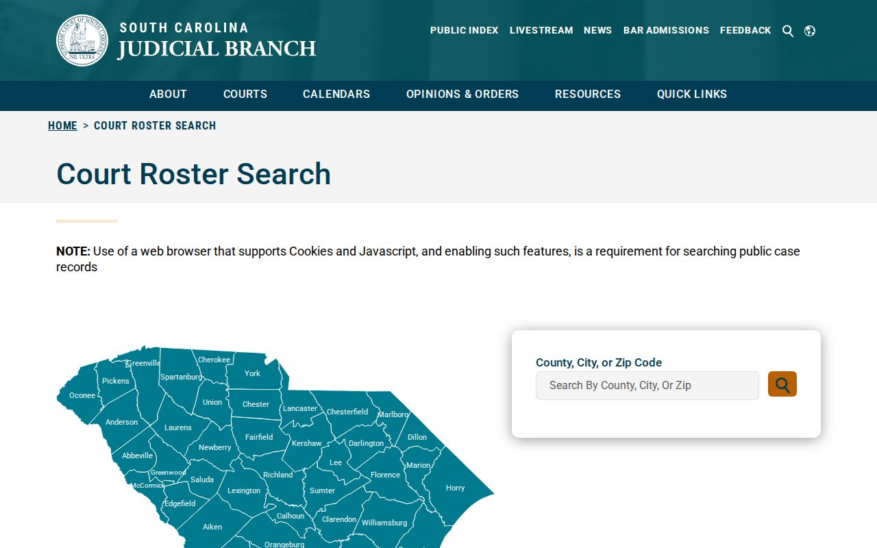 Richland County warrant search entry through South Carolina Public Index